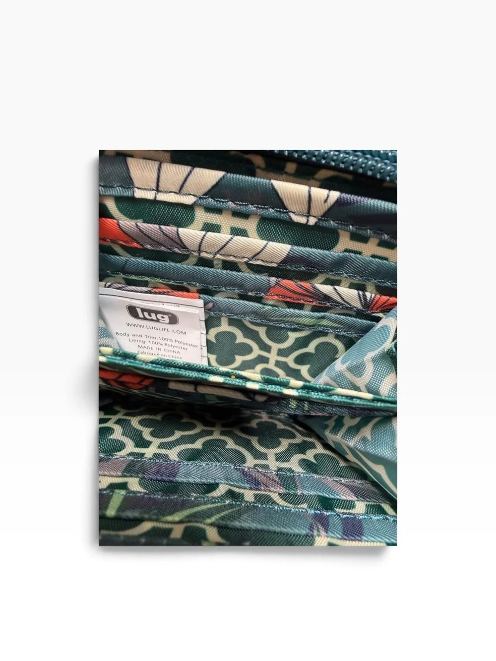 Lug Splits Compact RFID Wallet Lily Teal Floral Quilted Compact Unisex NWT